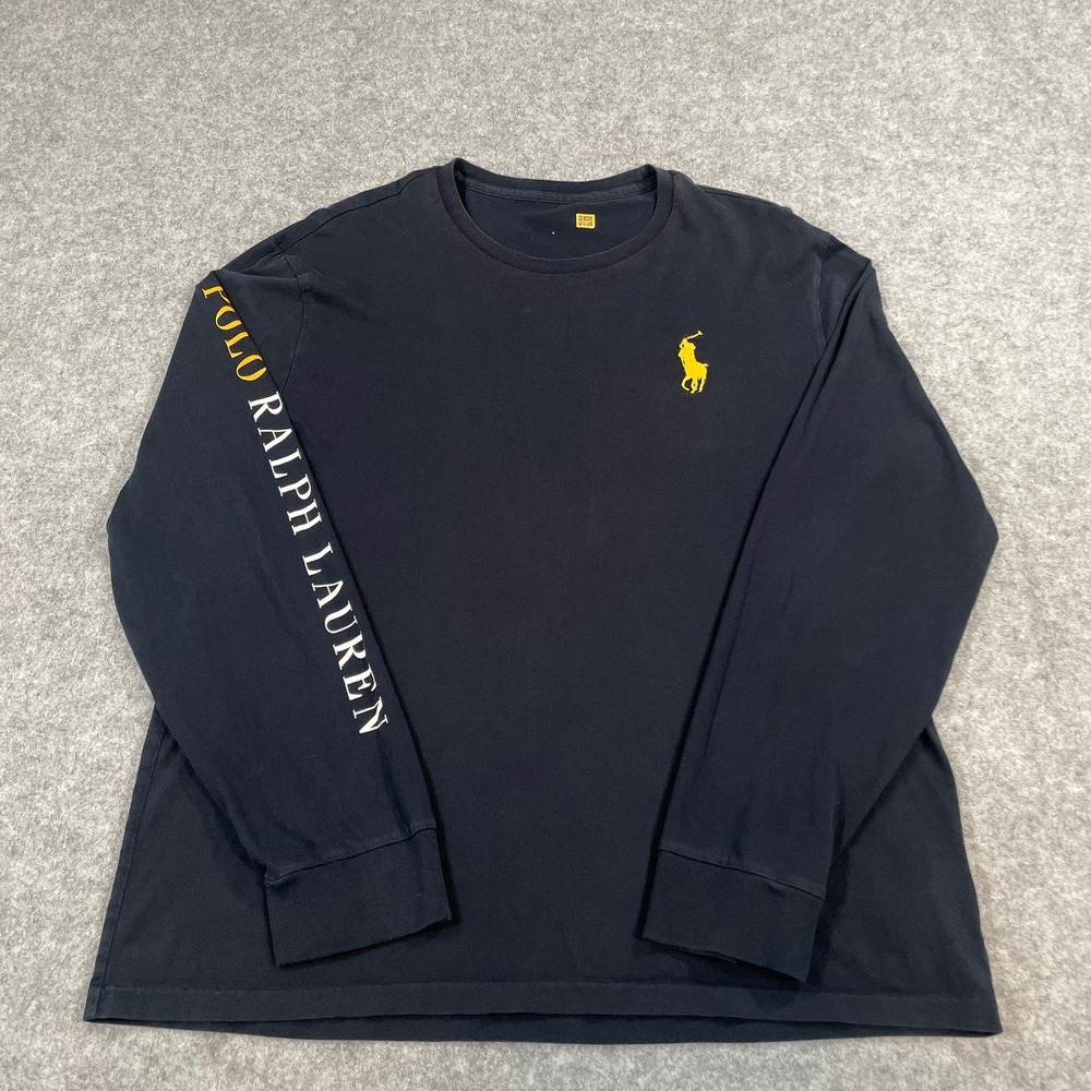Polo Ralph Lauren Mens T-Shirt L Black Long Sleeve Classic Prep